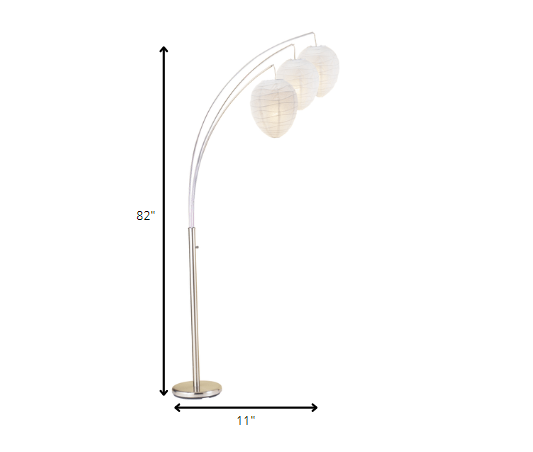 HomeRoots 11" x 46" x 82" Metal Arc Lamp With Brushed Steel Finish