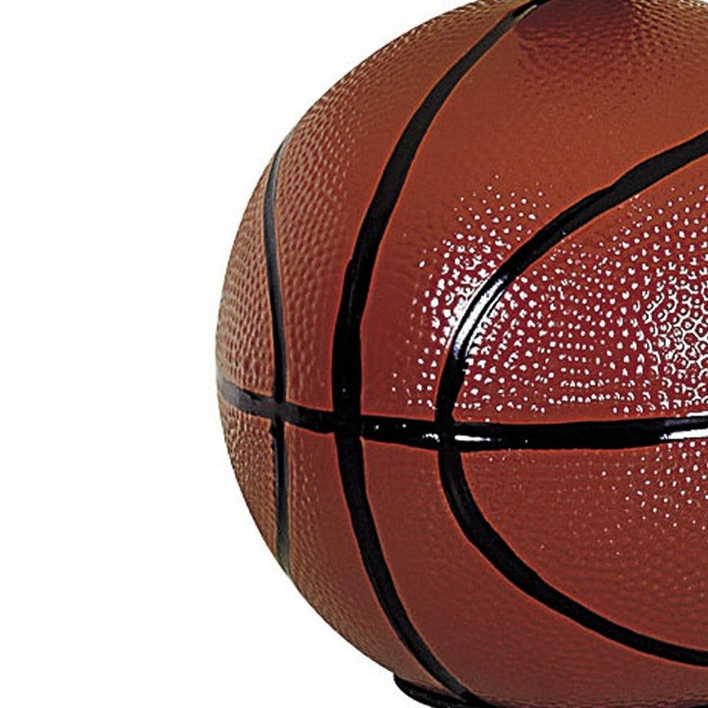 HomeRoots 12 Basketball Shaped Table Lamp With White Shade and Orange Ceramic Finish