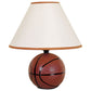 HomeRoots 12 Basketball Shaped Table Lamp With White Shade and Orange Ceramic Finish