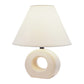 HomeRoots 12" Beige Ceramic Bedside Table Lamp With White Empire Shade