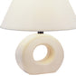 HomeRoots 12" Beige Ceramic Bedside Table Lamp With White Empire Shade