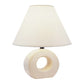 HomeRoots 12" Beige Ceramic Bedside Table Lamp With White Empire Shade