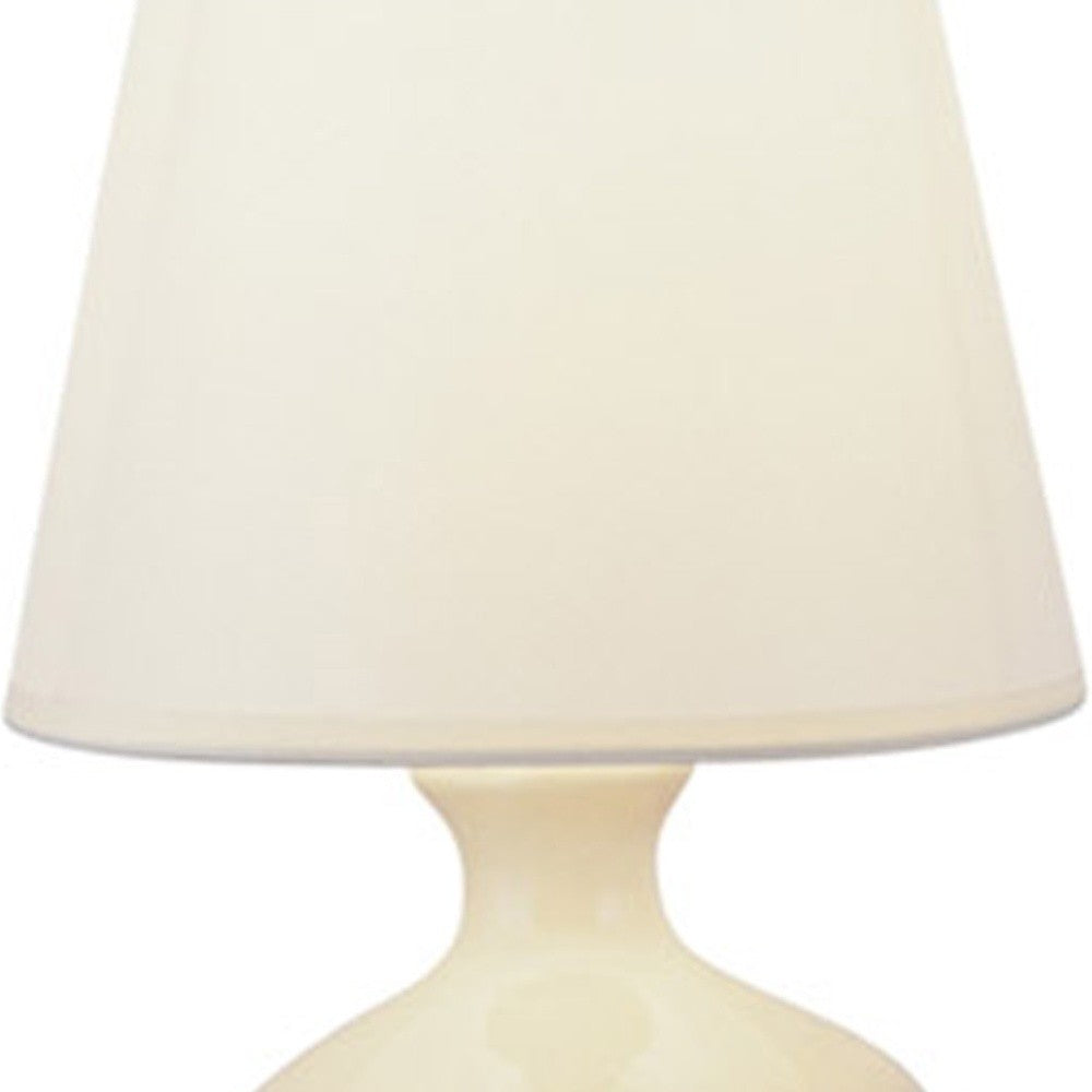 HomeRoots 12" Beige Ceramic Bedside Table Lamp With White Shade