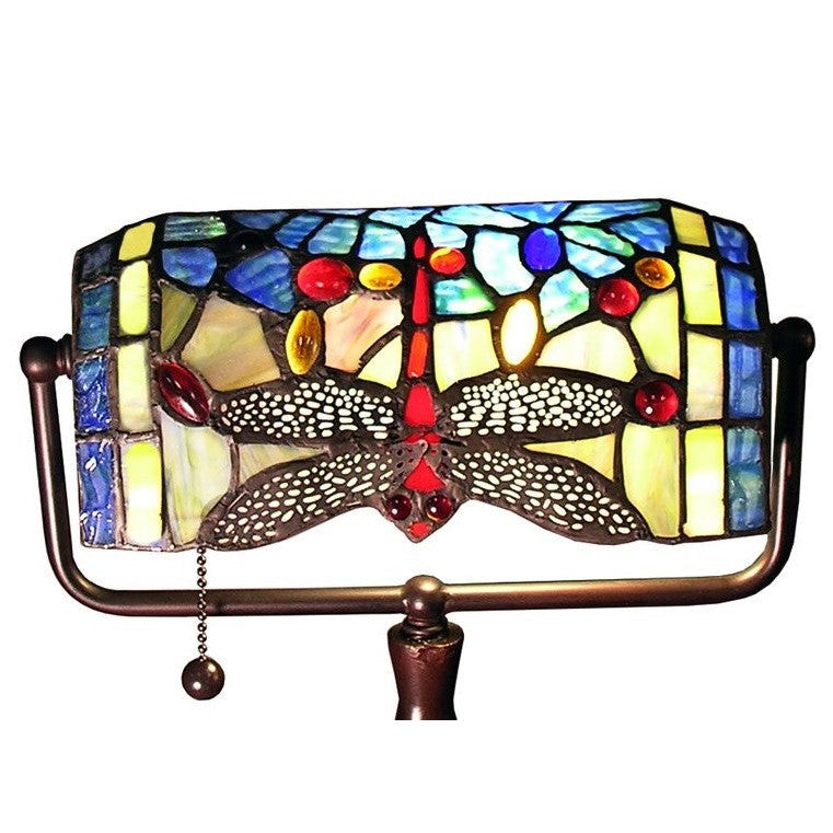 HomeRoots 12" Blue Dragonfly Accent Lamp In Bronze Finish