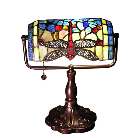 HomeRoots 12" Blue Dragonfly Accent Lamp In Bronze Finish