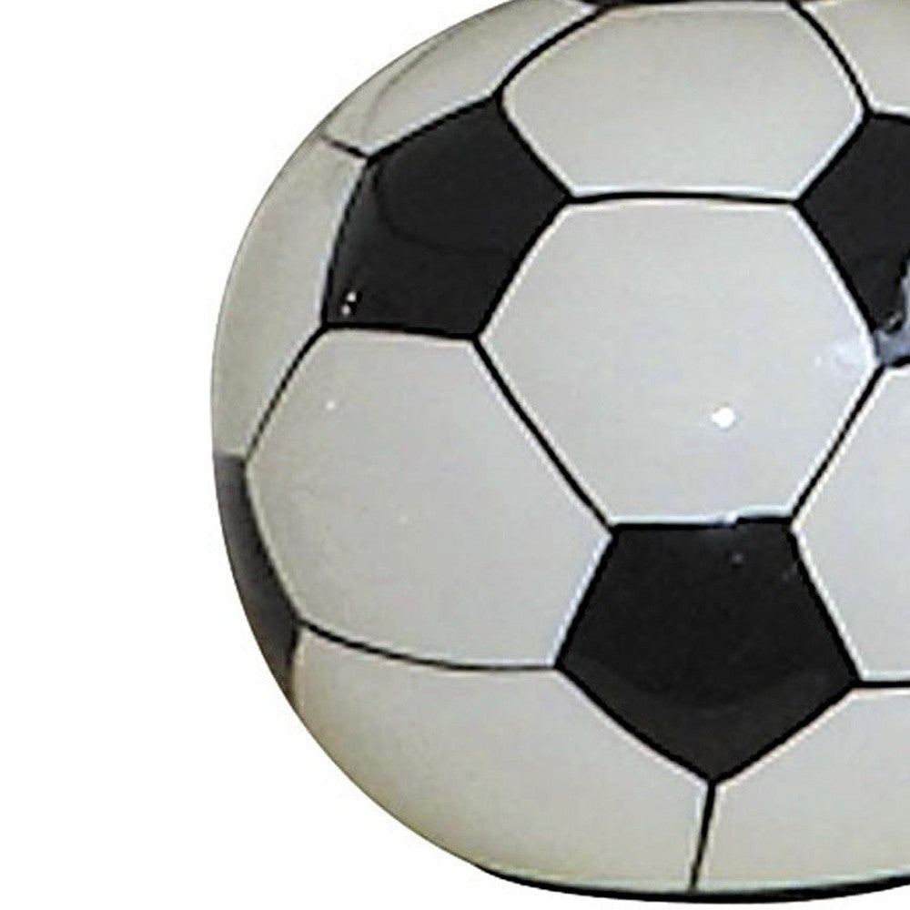 HomeRoots 12" Ceramic Soccer Shaped Table Lamp With White Shade