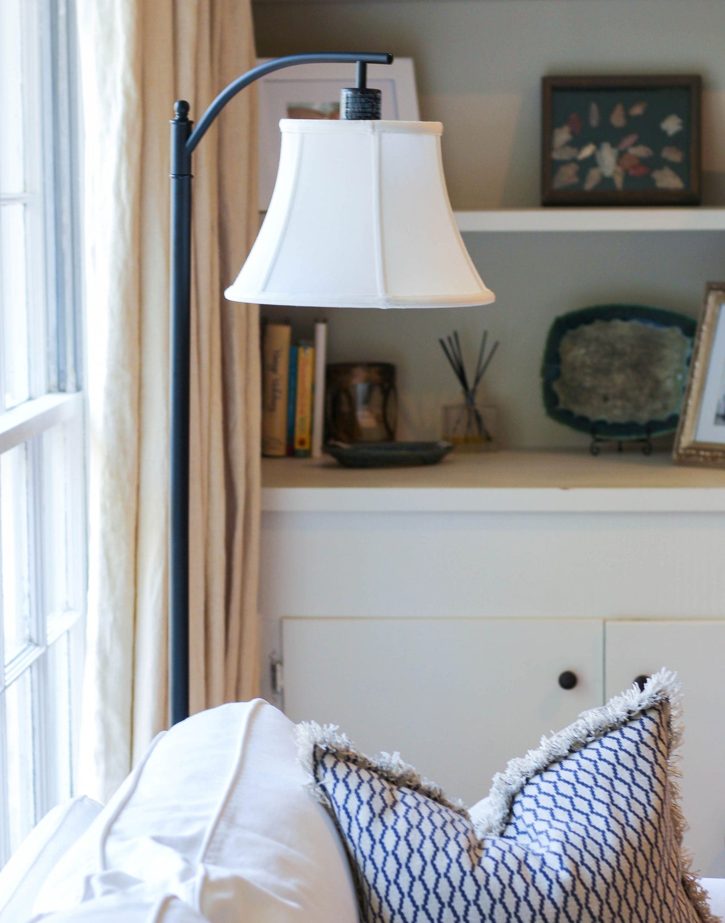 HomeRoots 12" Drum Monay Shantung Lampshade in White Finish