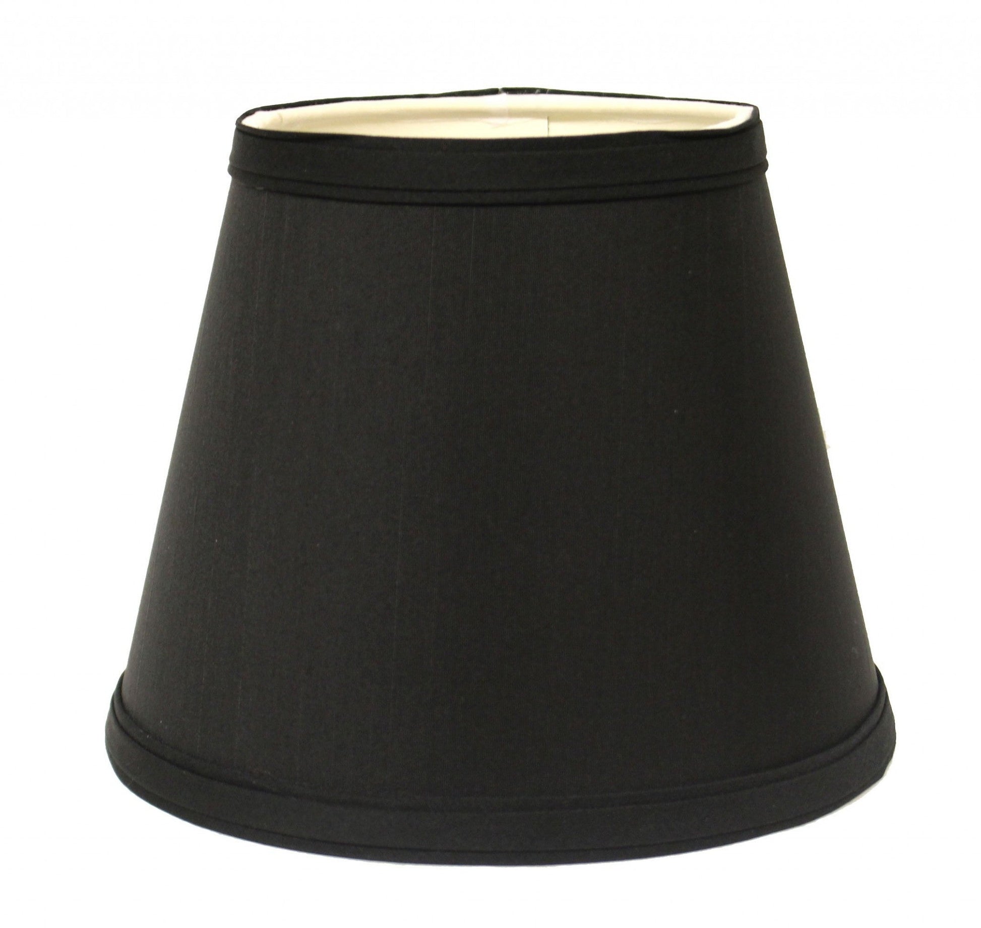 HomeRoots 12" Hardback Empire Slanted Shantung Lampshade in Black with White Finish