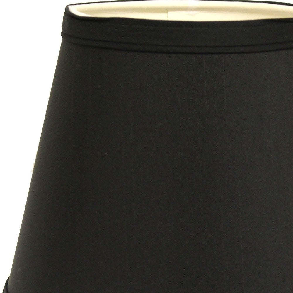 HomeRoots 12" Hardback Empire Slanted Shantung Lampshade in Black with White Finish