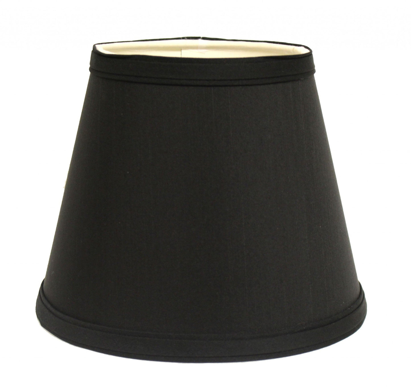 HomeRoots 12" Hardback Empire Slanted Shantung Lampshade in Black with White Finish