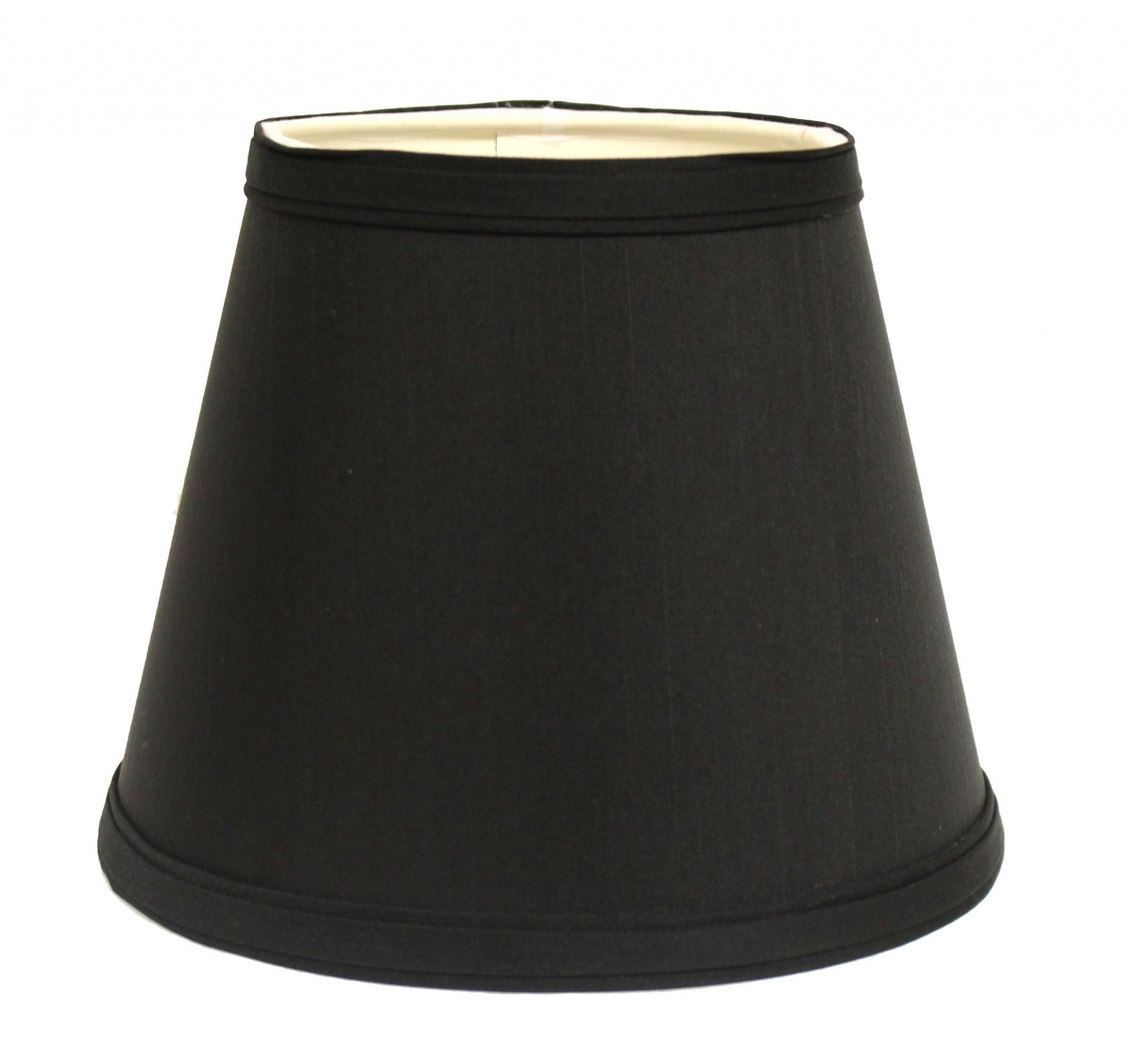 HomeRoots 12" Hardback Empire Slanted Shantung Lampshade in Black with White Finish