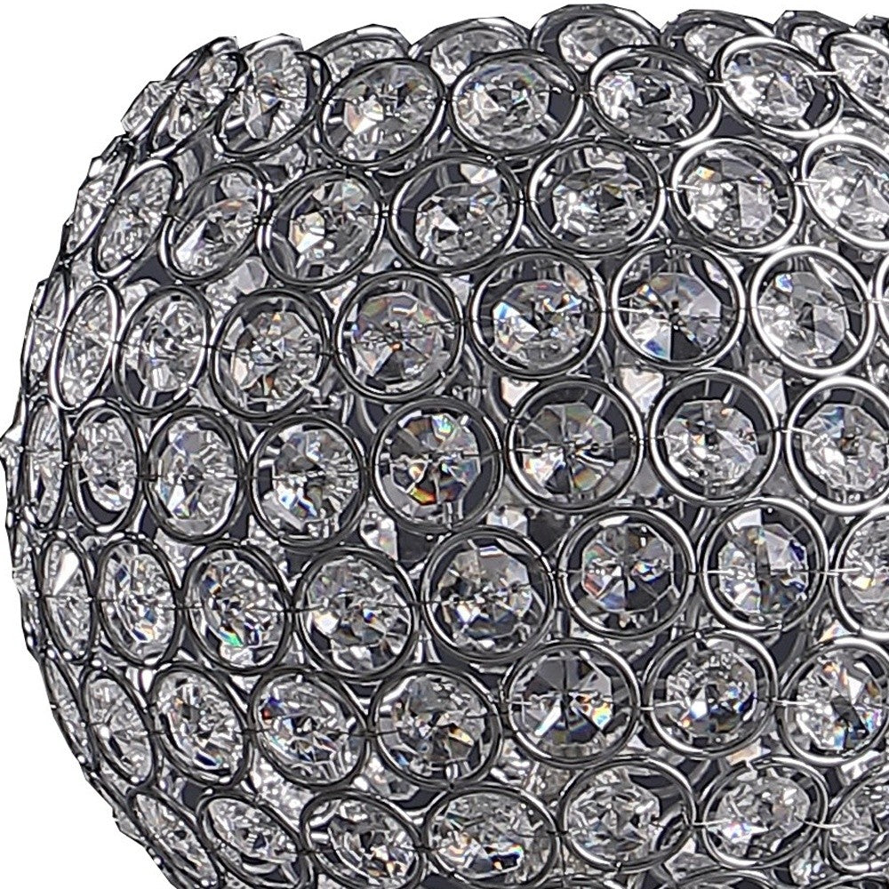 HomeRoots 12” Luxurious Crystal Ball Metal Table Lamp in Silver Finish