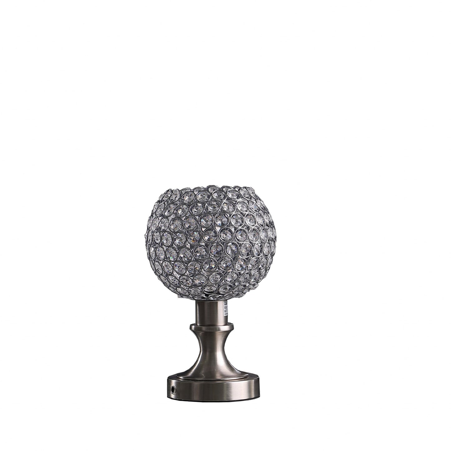 HomeRoots 12” Luxurious Crystal Ball Metal Table Lamp in Silver Finish