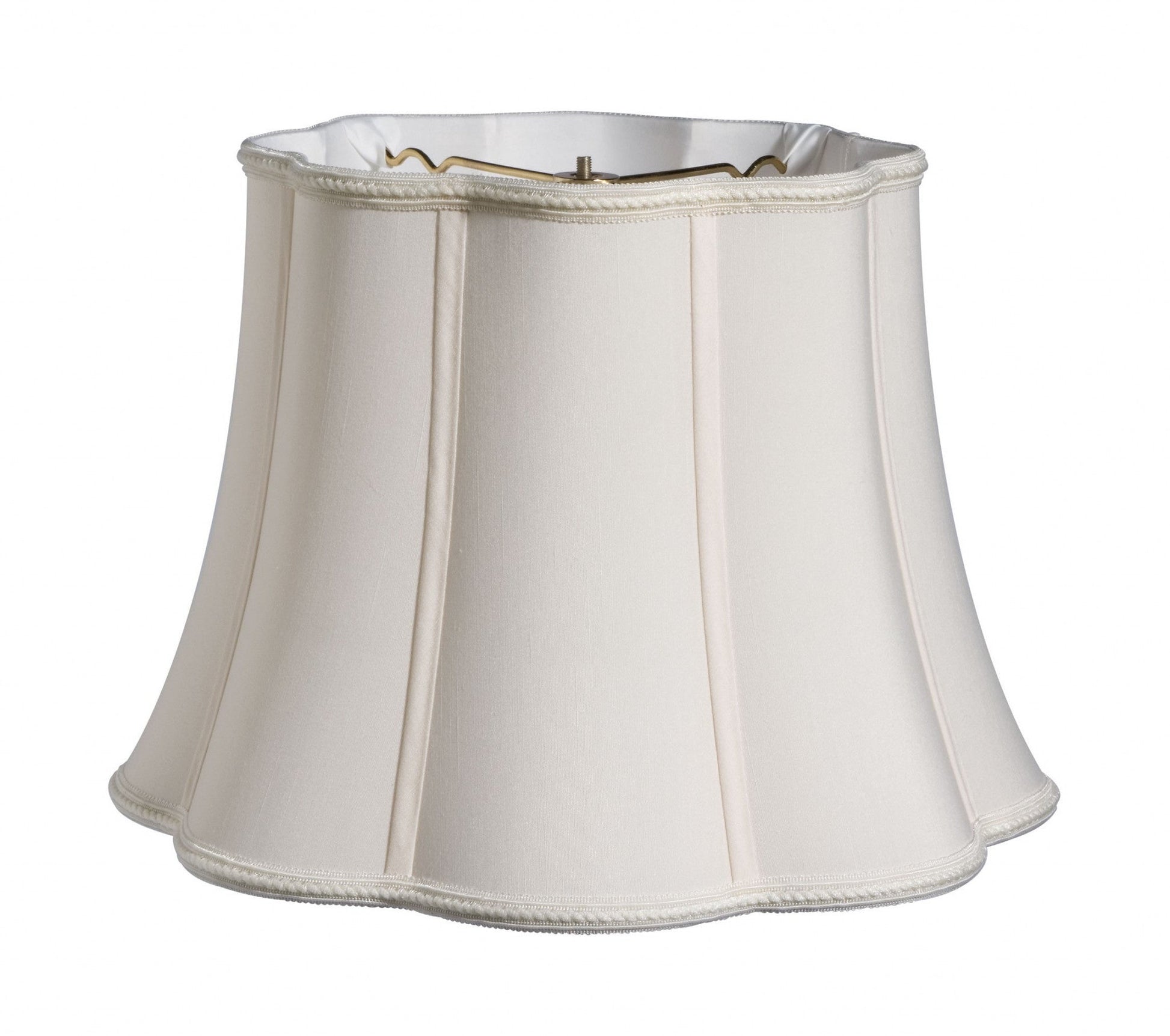 HomeRoots 12" Melon Scallop Paperback Shantung Lampshade in Cream Finish