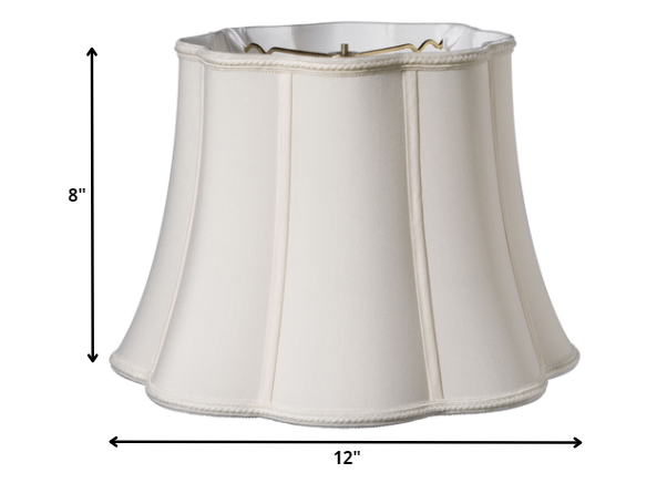 HomeRoots 12" Melon Scallop Paperback Shantung Lampshade in Cream Finish