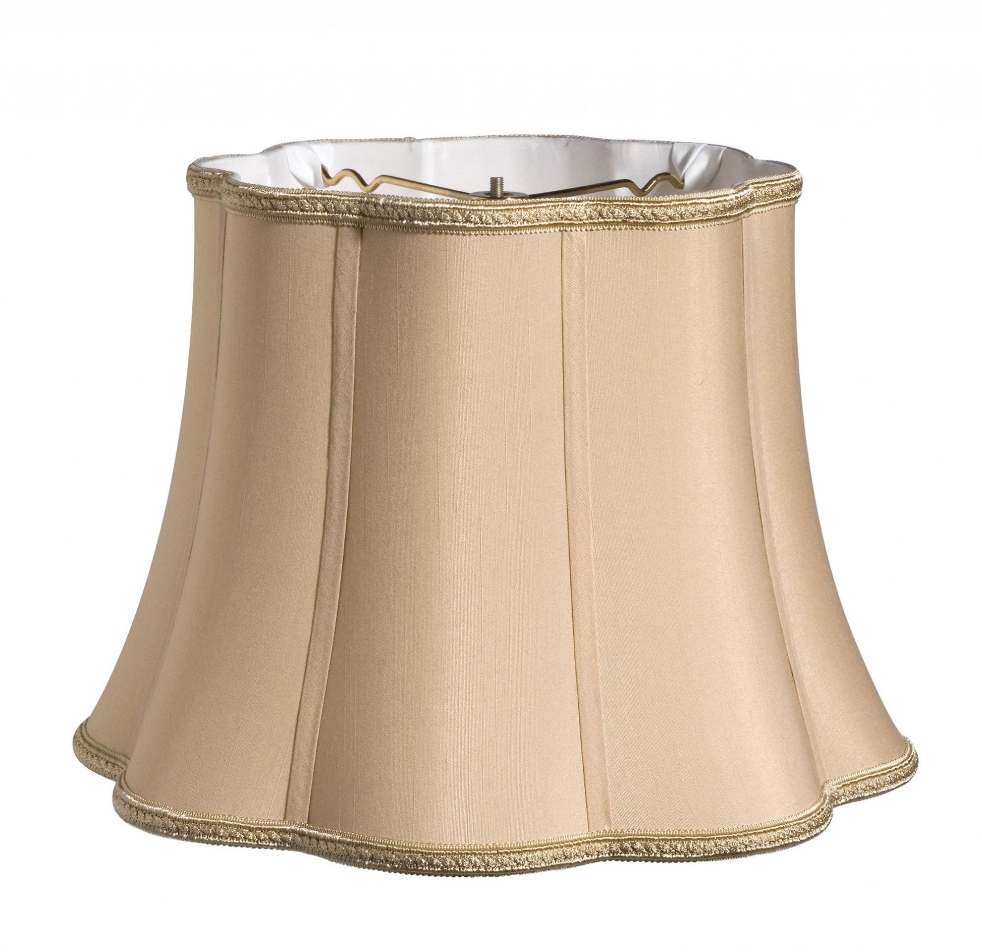 HomeRoots 12" Melon Scallop Paperback Shantung Lampshade in Vintage Gold Finish