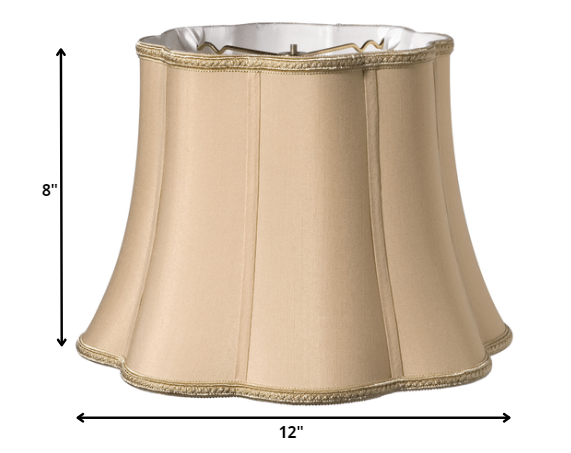 HomeRoots 12" Melon Scallop Paperback Shantung Lampshade in Vintage Gold Finish