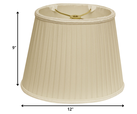 HomeRoots 12" Oval Side Pleat Paperback Shantung Lampshade in Ivory Finish