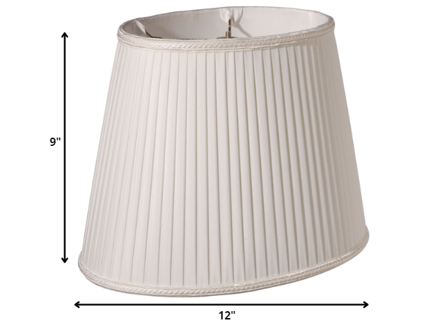 HomeRoots 12" Oval Side Pleat Paperback Shantung Lampshade in White Finish