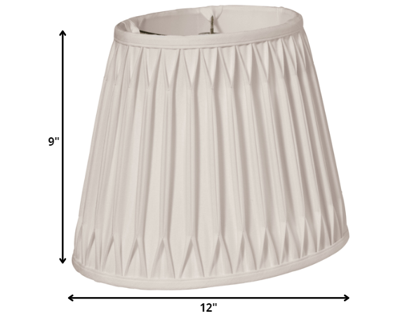 HomeRoots 12" Oval Smocked Pleat Paperback Shantung Lampshade in Cream Finish