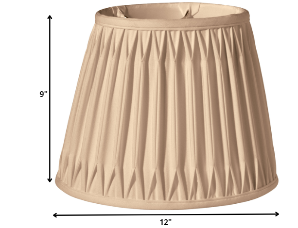 HomeRoots 12" Oval Smocked Pleat Paperback Shantung Lampshade in Vintage Gold Finish