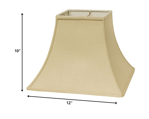 HomeRoots 12" Parchment Premium Square Bell Slanted Linen Lampshade in Beige Finish