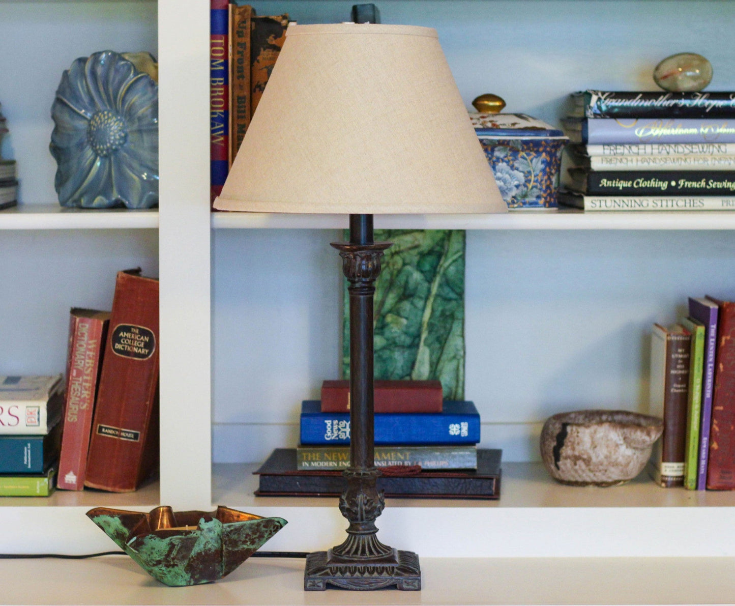 HomeRoots 12" Premium Empire Slanted Linen Lampshade in Dark Wheat Finish