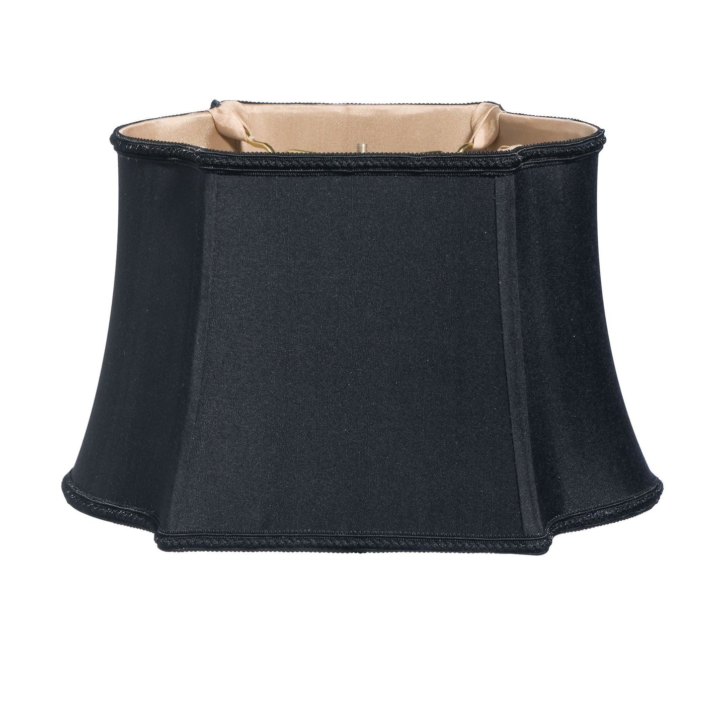 HomeRoots 12" Premium Oblong Shantung Lampshade in Black Finish With Bronze Lining