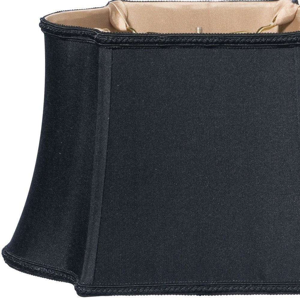 HomeRoots 12" Premium Oblong Shantung Lampshade in Black Finish With Bronze Lining