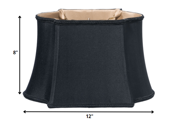 HomeRoots 12" Premium Oblong Shantung Lampshade in Black Finish With Bronze Lining