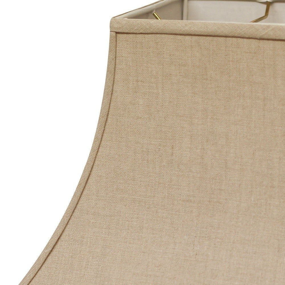 HomeRoots 12" Premium Square Bell Slanted Linen Lampshade in Dark Wheat Finish