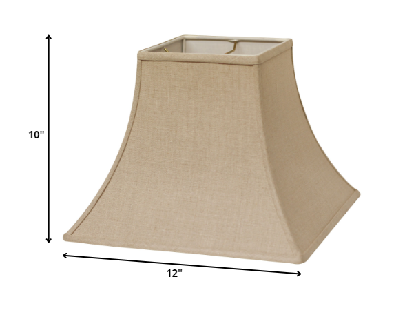 HomeRoots 12" Premium Square Bell Slanted Linen Lampshade in Dark Wheat Finish