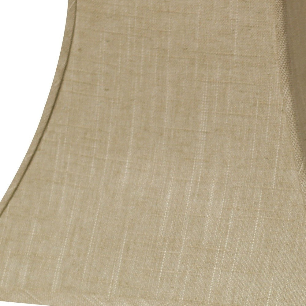 HomeRoots 12" Premium Square Bell Slanted Linen Lampshade in Light Wheat Finish