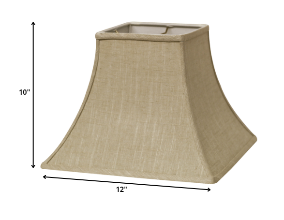 HomeRoots 12" Premium Square Bell Slanted Linen Lampshade in Light Wheat Finish