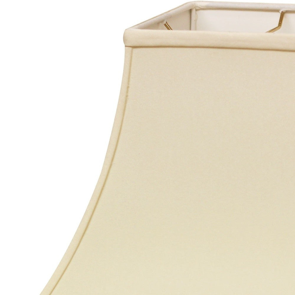 HomeRoots 12" Premium Square Bell Slanted No Slub Lampshade in Ivory Finish