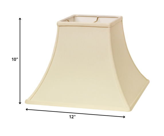 HomeRoots 12" Premium Square Bell Slanted No Slub Lampshade in Ivory Finish