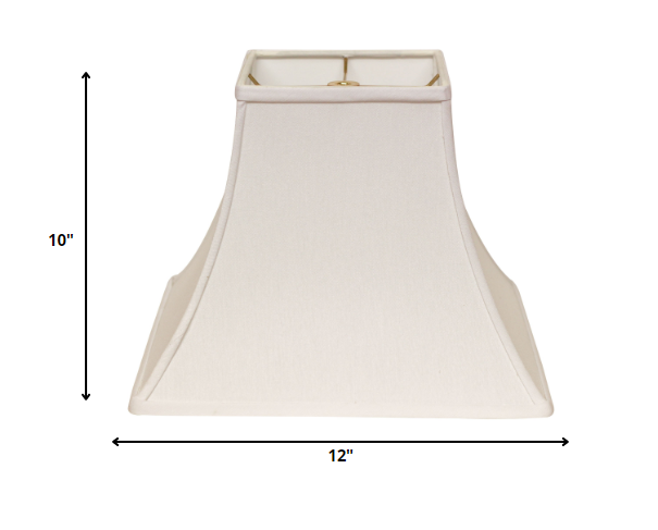 HomeRoots 12" Premium Square Bell Slanted No Slub Lampshade in White Finish