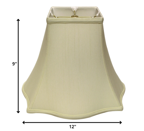 HomeRoots 12" Premium Square Monay Shantung Lampshade in Ivory Finish