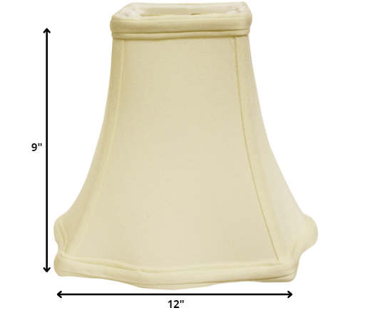 HomeRoots 12" Premium Square No Slub Lampshade in Ivory Finish