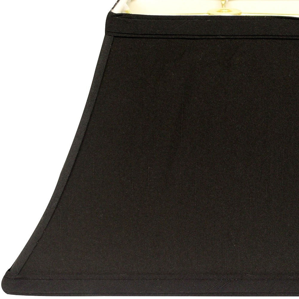 HomeRoots 12" Rectangle Bell Shantung Lampshade in Black Finish With White Lining