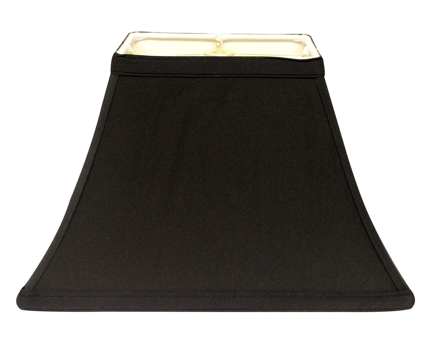 HomeRoots 12" Rectangle Bell Shantung Lampshade in Black Finish With White Lining