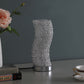 HomeRoots 12" Silver Bedside Table Lamp With Silver Swirl Novelty Shade