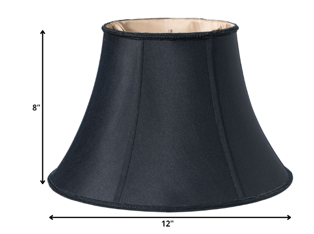 HomeRoots 12" Slanted Bell Paperback Shantung Lampshade in Black Finish