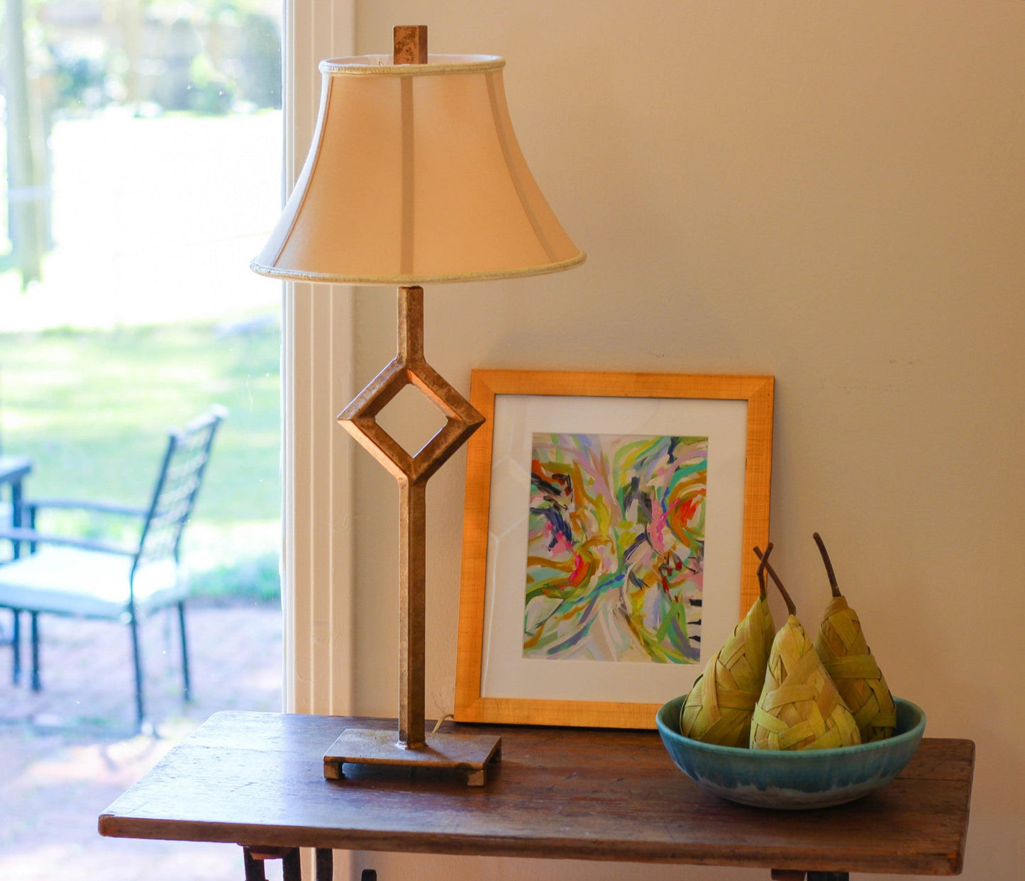 HomeRoots 12" Slanted Bell Paperback Shantung Lampshade in Vintage Gold Finish