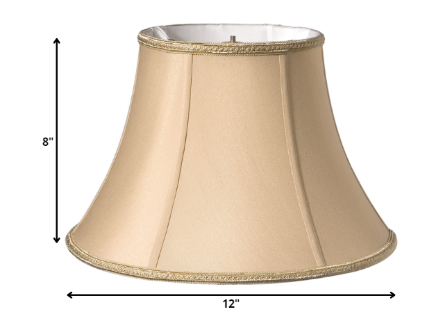 HomeRoots 12" Slanted Bell Paperback Shantung Lampshade in Vintage Gold Finish