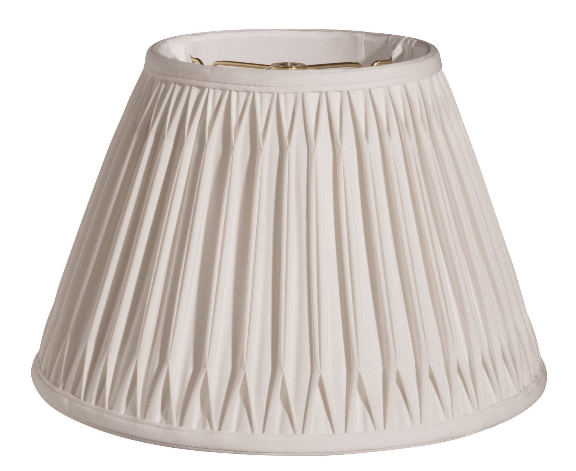 HomeRoots 12" Slanted Bell Smocked Paperback Shantung Lampshade in Cream Finish