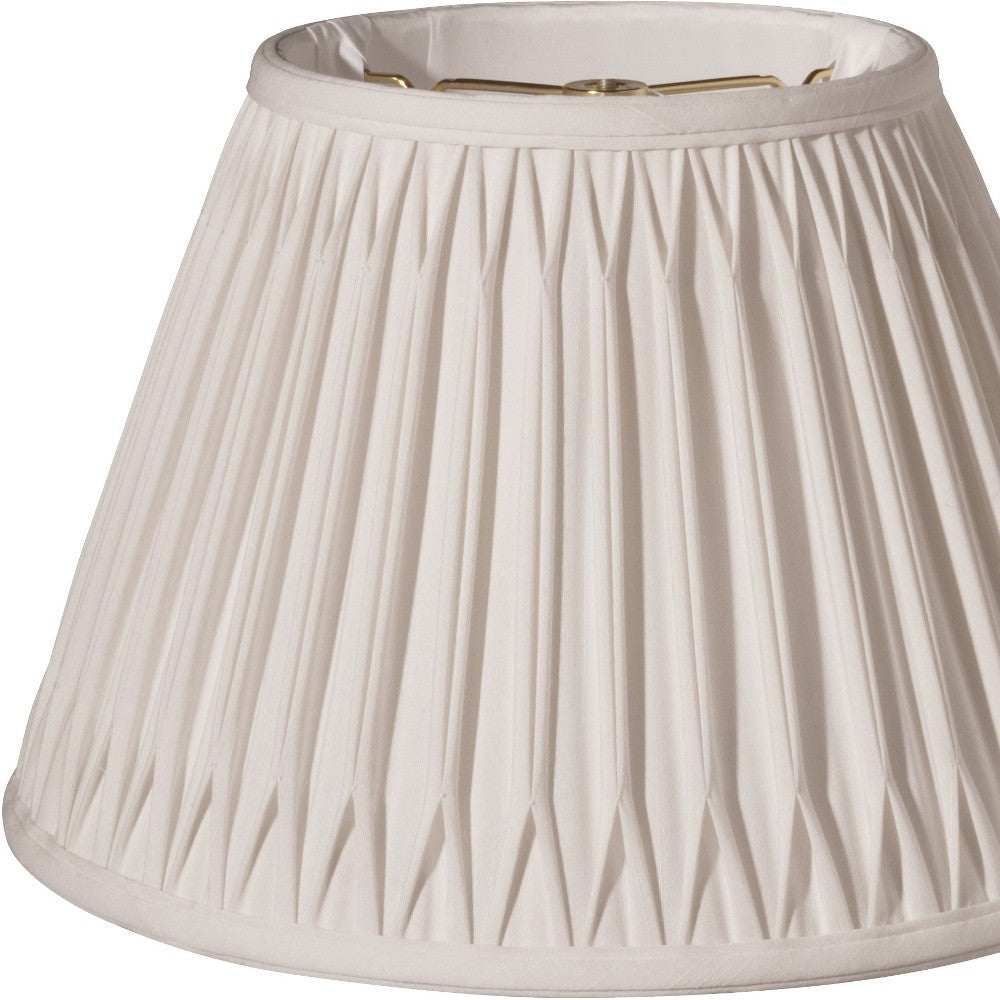 HomeRoots 12" Slanted Bell Smocked Paperback Shantung Lampshade in Cream Finish