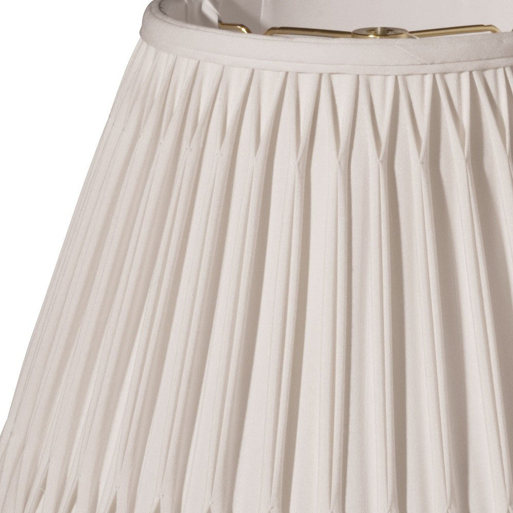 HomeRoots 12" Slanted Bell Smocked Paperback Shantung Lampshade in Cream Finish