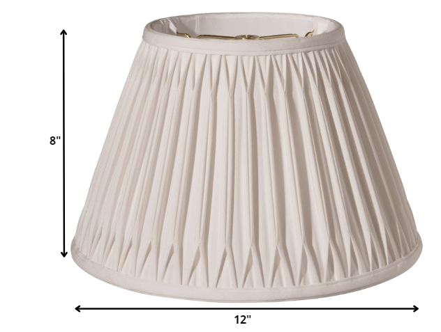 HomeRoots 12" Slanted Bell Smocked Paperback Shantung Lampshade in Cream Finish