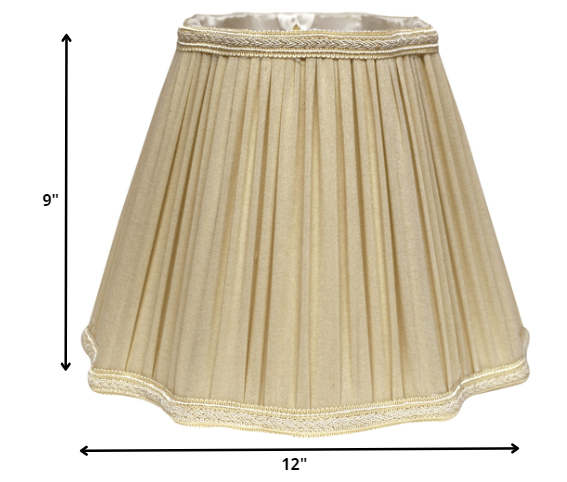 HomeRoots 12" Slanted Fancy Square Shantung Lampshade in Pearl Grey Finish